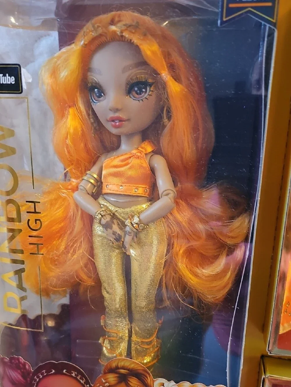 Meena Fleur Orange Fashion Doll with Gold Outfit and Extra Gown
